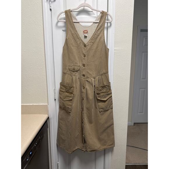 Vintage 80s Banana Republic Cotton Expedition Jumper Utility Dress Size Small - Picture 2 of 7